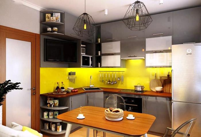 Gelbe Küchenschürze