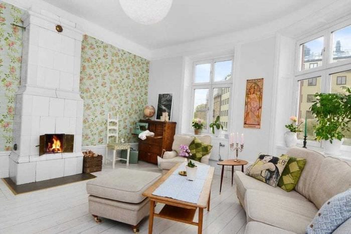 a lakás világos belső tere svéd stílusban