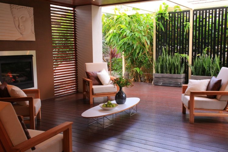 Byg en privatlivsskærm have selv bambus hegn høje plantekasser terrasse