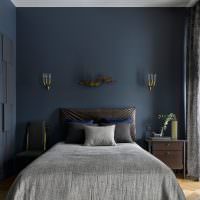 تصميم غرفة النوم بألوان الرمادي والأزرق