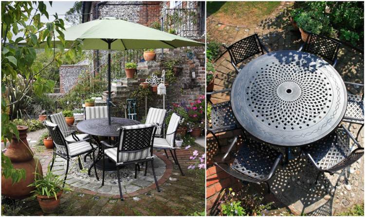 Sæder i haven rundt-metal-spisebord-aluminium-pulverlakeret