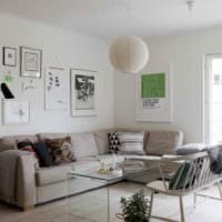 lehetőség egy lakás világos dekorációjára skandináv stílusú fényképen