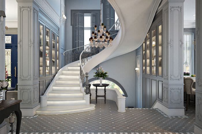 бяло стълбище в класически стил