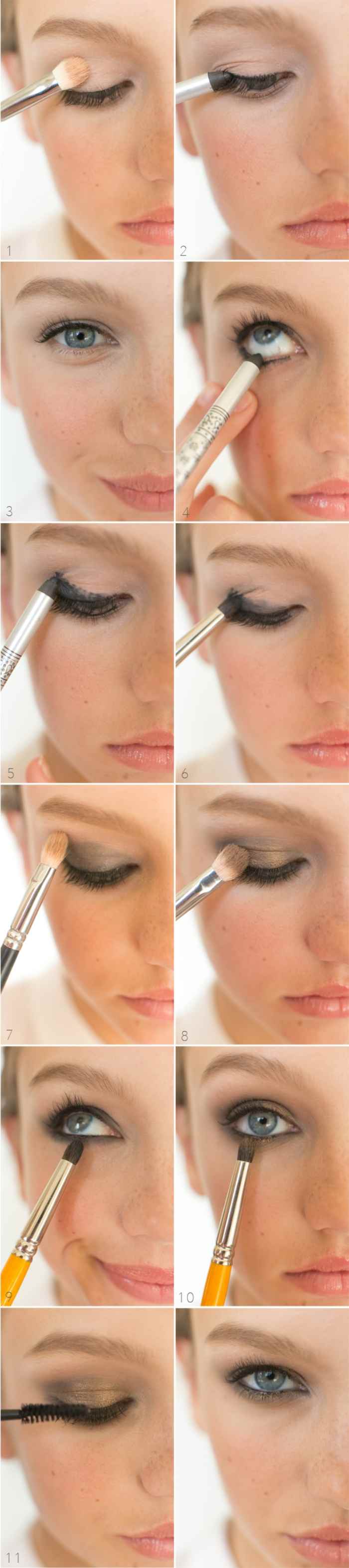 smokey-eye med guldskimmer instruktioner-trin-for-trin