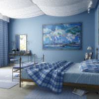 variant použitia zaujímavej modrej farby v štýle obrázku miestnosti