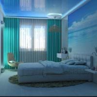myšlienka použitia zaujímavej modrej farby v štýle obrázku miestnosti