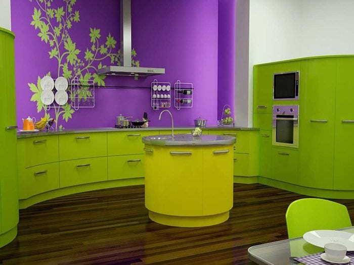 combinație de culori luminoase în decorul bucătăriei