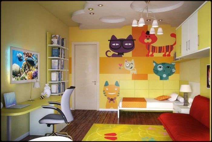 világos nappali belső tér különböző színekben