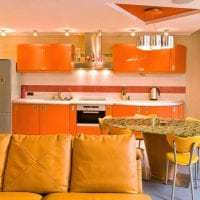 kombinasjon av mørk oransje i stil med kjøkkenet med andre farger foto