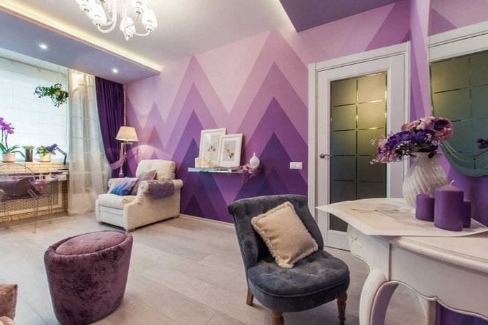 kombinace lila barvy ve stylu ložnice