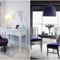kombinace lila barvy v dekoru obrazu obývacího pokoje