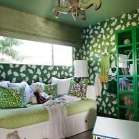 η ιδέα της χρήσης του πράσινου σε μια φωτεινή εικόνα διακόσμησης δωματίου