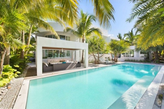 Fladt tag design hus moderne swimmingpool Miami ø