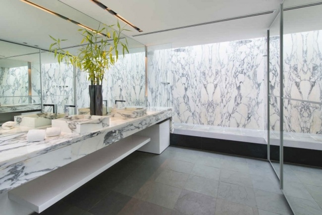 Badeværelse design-trendy marmor vask væg effekter interessant