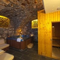 interiér fotografického dizajnu saunového kúpeľa