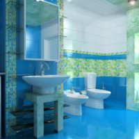 Hojnosť modrej v interiéri kúpeľne
