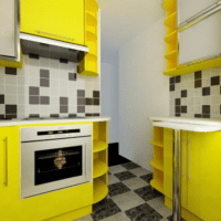 tonuri galbene în design bucătărie 6 mp