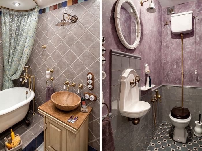Interiör i separata badrum i Provence -stil