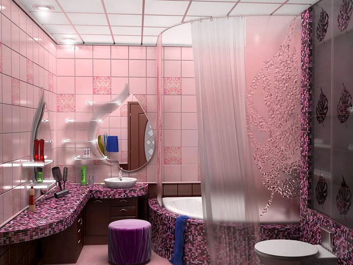 Fürdőszoba dekoráció lila árnyalatokkal