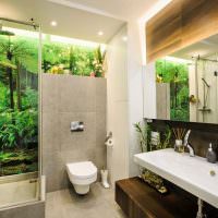 Zuhanykabin egy öko-stílusú fürdőszobában