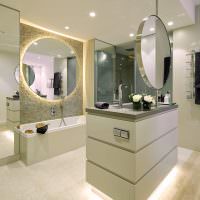 Στρογγυλοί καθρέφτες στο σχεδιασμό του μπάνιου