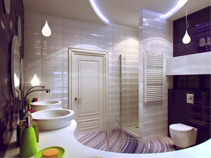 A fürdőszoba belső tere modern stílusban
