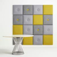 Mäkký panel zo sivých a žltých štvorcov