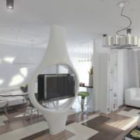 Futuristisk designprosjekt av en stue i et privat hus