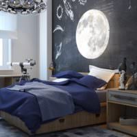 Månen i fototapetet i soveværelset