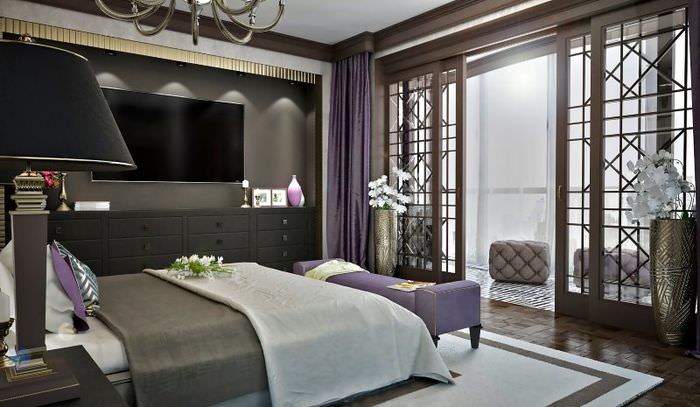 Дизайн на спалня в стил Арт Деко за мъжки апартамент
