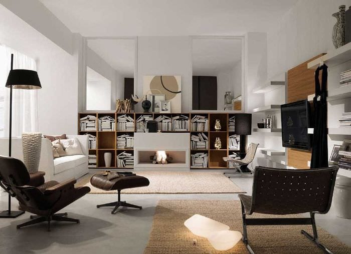 alternativ for en lett design av en stue i en moderne stil