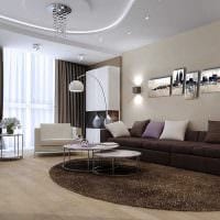a gyönyörű nappali kialakításának ötlete modern stílusú fényképen