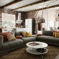 vaihtoehto kirkkaalle olohuoneen suunnittelulle modernissa tyylissä