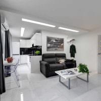 ideen om en lys innredning av en stue i et moderne stilbilde