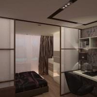 helles Design von Schlafzimmer und Wohnzimmer in einem Raumfoto