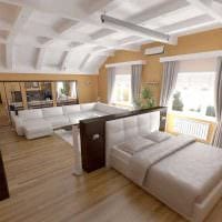 dormitor în stil luminos și cameră de zi într-o singură cameră