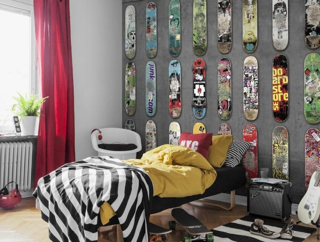Mr-Perswall Tapet-Vægdesignideer-Skateboard Soveværelse-Deco-væg