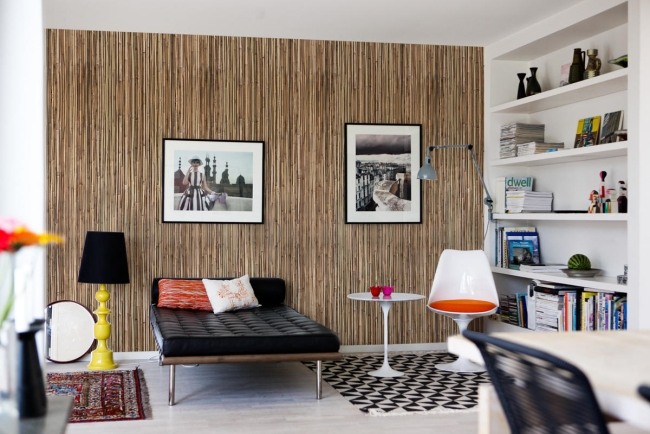 Soveværelse væg design møbler bambus tapet optik-realistisk