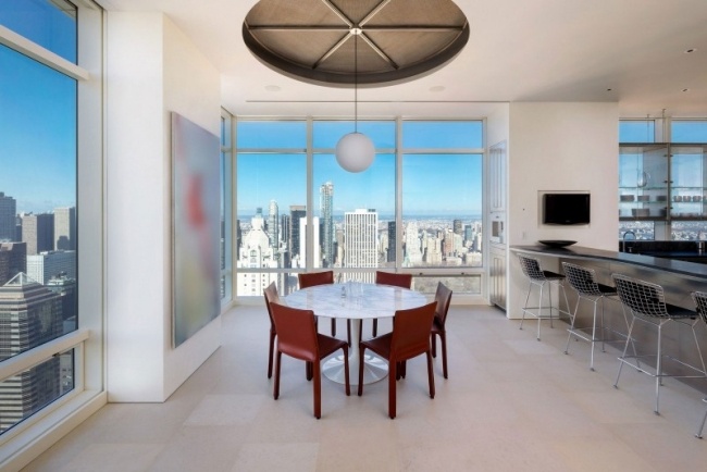Spisestue møbler design-stole rød-spisebord vedhæng lampe loft design
