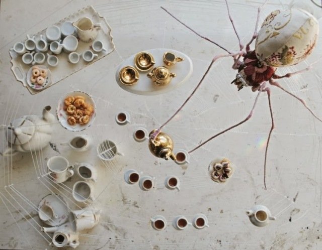 spindelvæv edderkop - lavet af stof genbrugt legetøj