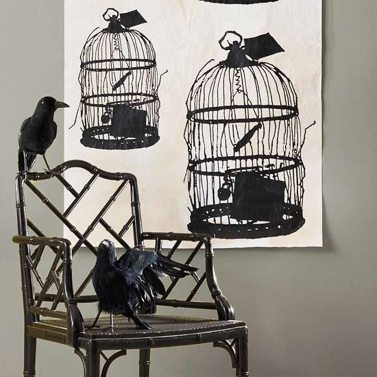 Crow Raven-Birdcage Wall Decoration-Halloween Craft Ideas