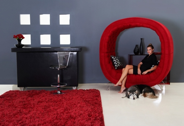 Design runde hjemmemøbler rød farve stue