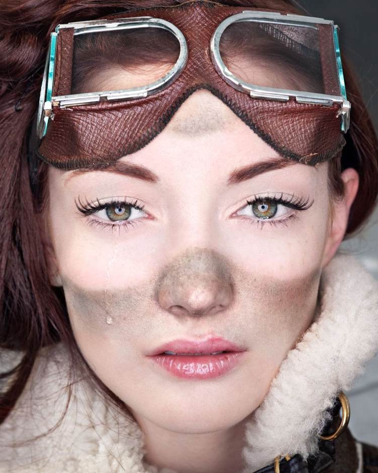 Steampunk make-up enkel make-up idé til kvinder pilot make-up