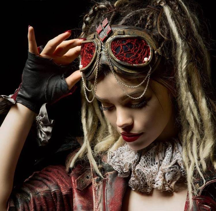 Carnival steampunk make-up pilot kostume til kvinder og makeup