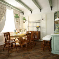 Kombineret stue i en boligbygning i Provence -stil