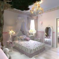 Rénszarvas hálószoba egy provence -i vidéki ház stílusában
