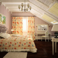 Provence -i hálószoba egy vidéki ház tetőtérében