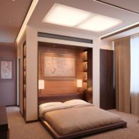 חדר שינה בסגנון מינימליסטי בגוונים חומים