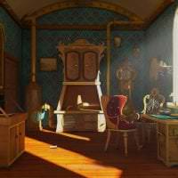 steampunk design obývacího pokoje s fotografií se starožitným efektem