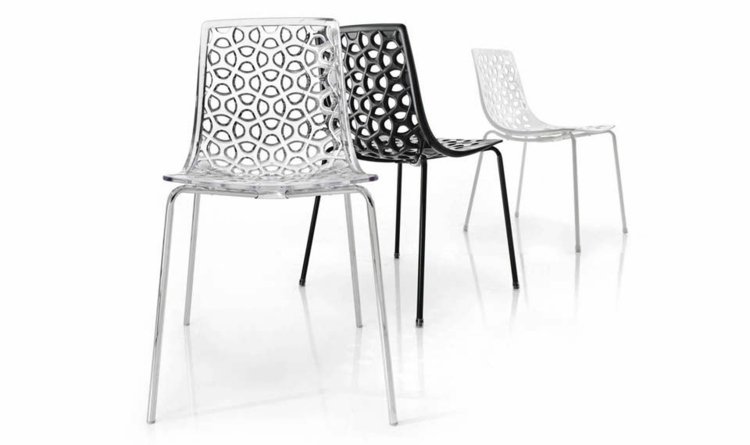 gennemsigtig stol tess smukt mønster organisk sort og hvid
